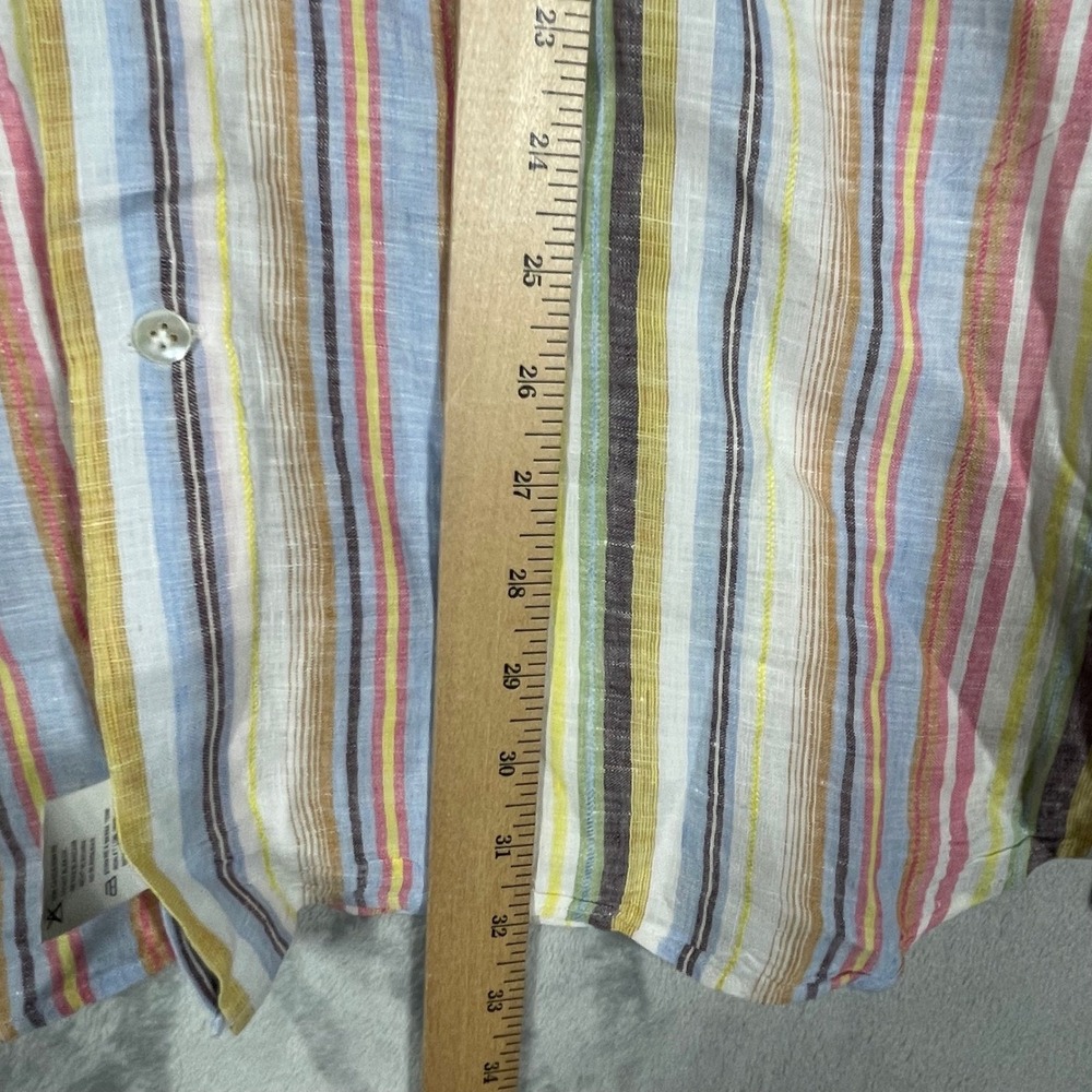 Guglielminotti Milano Mens 100% Linen Multi Color Striped Shirt Made in Italy 44 - Picture 7 of 10